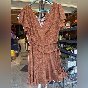 Francesca's Collections Orange and Black Polka Dot Dress